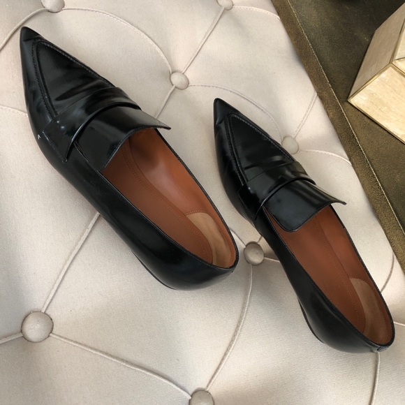 SOLD Celine Fall 2014 Pointed Toe Black Patent Loafer Flats 37.5 Old Celine Logo - Picture 8 of 12